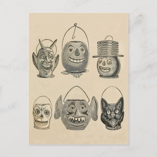 Postal Faros de avispaje de gato negro Jack O' Lantern (Anverso)