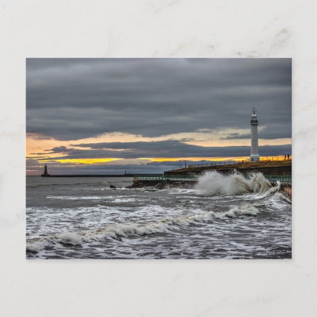 Postal Faros de Seaburn y de Roker (Anverso)