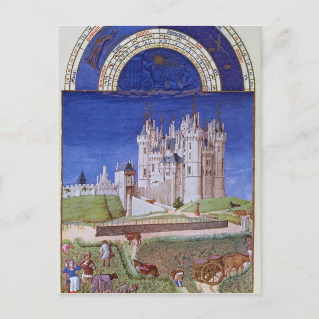 Postal Fascimile de septiembre: cosechando uvas (Anverso)