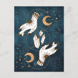 Postal Fases de luna de oro cristales tatuajes de henna m