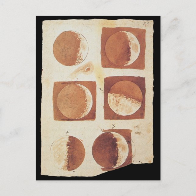 Postal Fases de luna Galileo 1616 (Anverso)