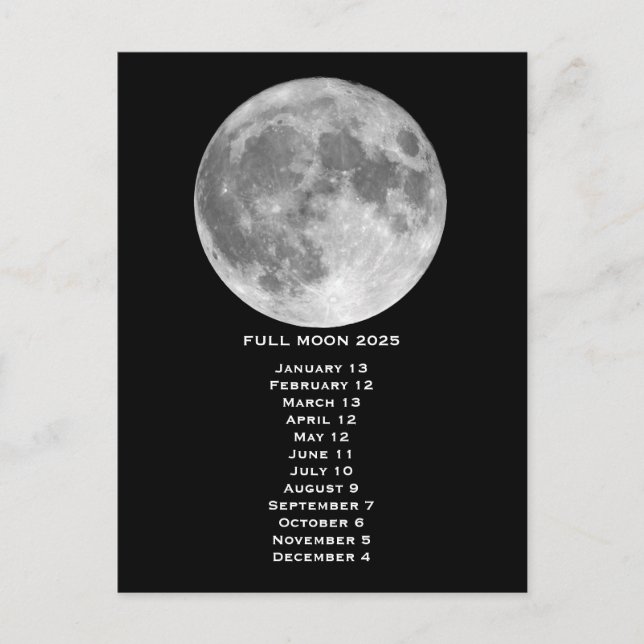 Postal Fases de Luna Llena 2025 (Anverso)