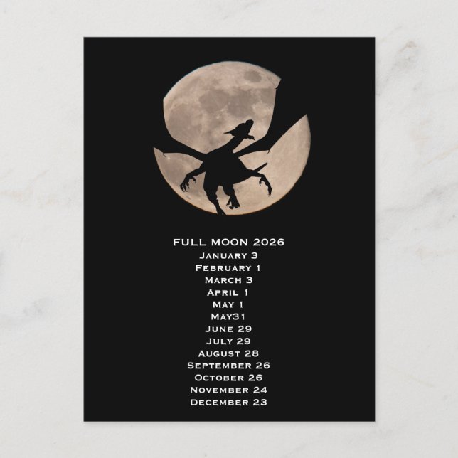 Postal Fases de Luna Llena de Dragón 2026 (Anverso)