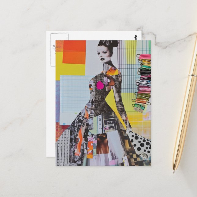 Postal Fashion lady junk journal Collage (Anverso/Reverso In Situ)