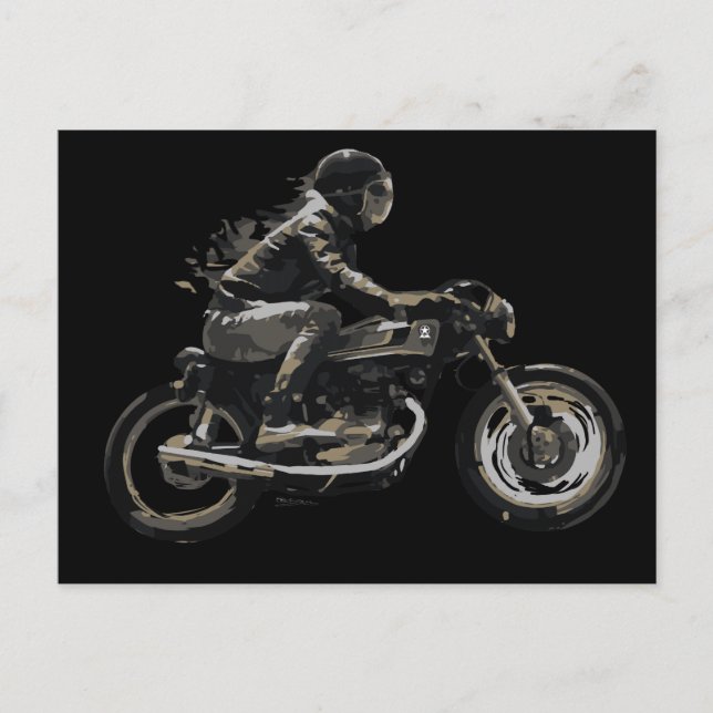 Postal Fast Carreras Cafe Racer Motociclista (Anverso)
