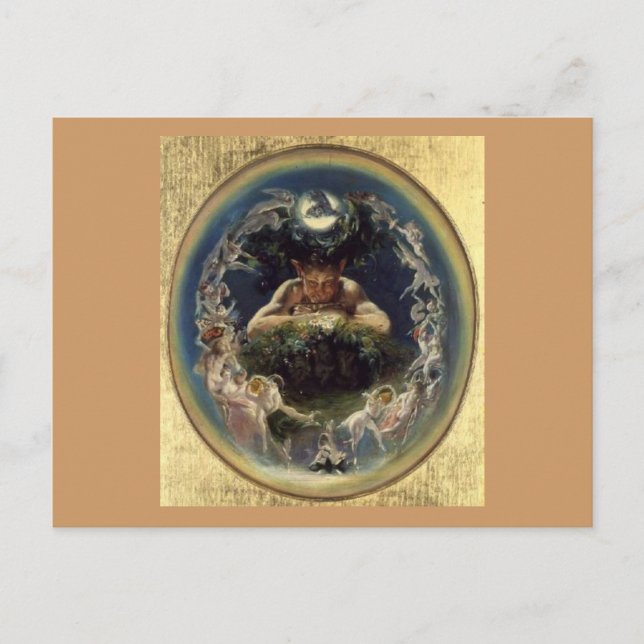 Postal Fauno y las hadas (Anverso)