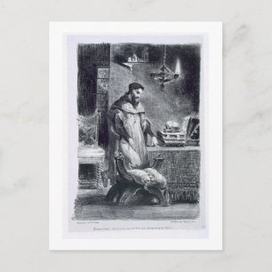 Postal Fausto en su estudio, del Fausto de Goethe, 1828,