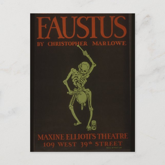 Postal Faustus Poster Vintage Retro Skeleton (Anverso)