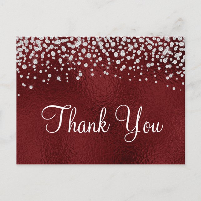 Postal Faux Dark Relieve metalizado Rojo Diamond Confetti (Anverso)