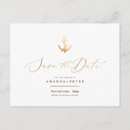 Postal Faux Gold Anchor, Nautical Save the Date