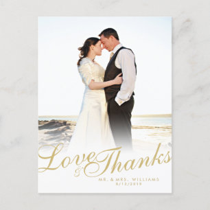 Postal Faux Gold Script Moderno Love Gracias Postcard Bla
