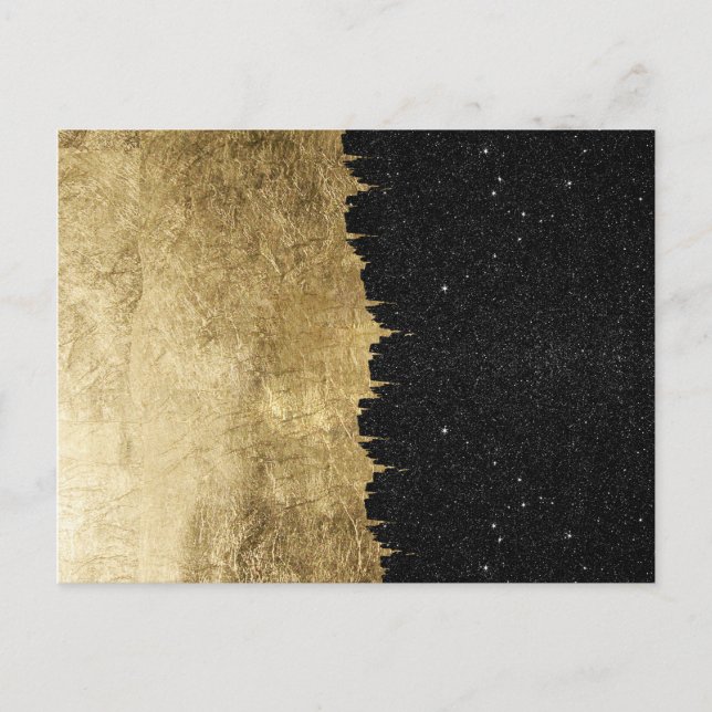 Postal Faux Gold y Black Starry Night Brushstrots (Anverso)