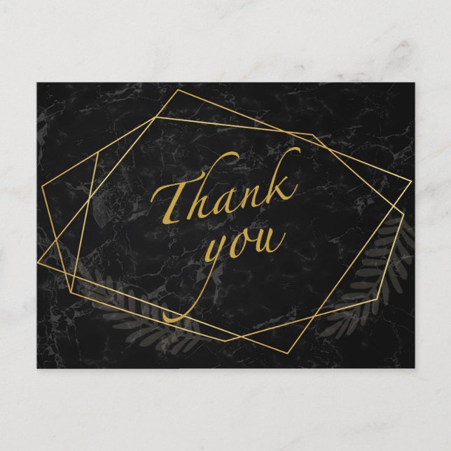 Postal Faux Marble Geometric Gracias Postcard (Anverso)
