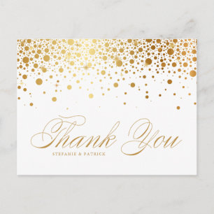 Postal Faux Relieve metalizado dorado Confetti Boda Graci