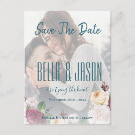 Postal Faux Vellum Floral Photo Wedding Save the Date