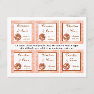 Postal Favor de las etiquetas marrón Rosa en flor floral 