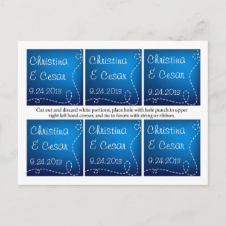Postal Favor Etiquetas Papel Plano Volar Bucles Azules