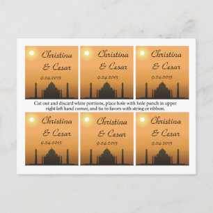 Postal Favor Etiquetas Taj Mahal Naranja Sunset Templo Ro