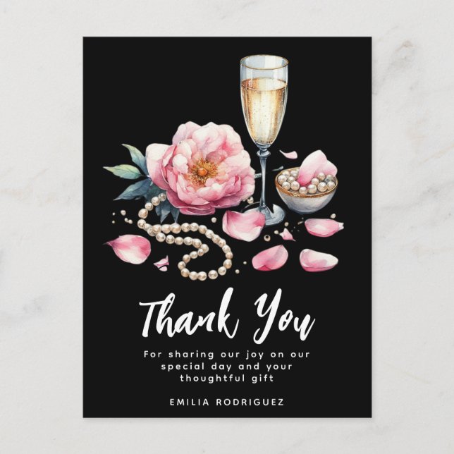 Postal Favoritos de Petalos Perlas Prosecco Despedida de  (Anverso)