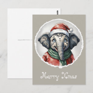Postal Favoritos divertidos de animales en Navidad - Elef