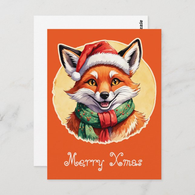 Postal Favoritos divertidos de animales en Navidad - Fox  (Anverso / Reverso)