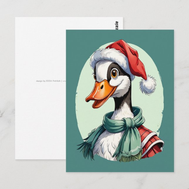 Postal Favoritos divertidos de animales en Navidad - Gans (Anverso / Reverso)