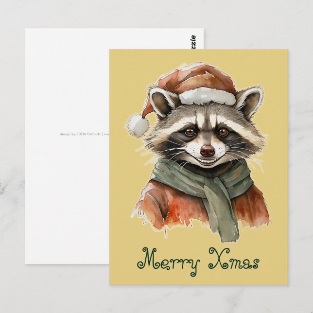 Postal Favoritos divertidos de animales en Navidad - Mapa (Anverso / Reverso)