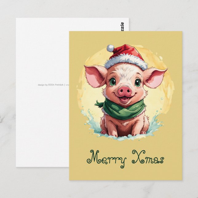 Postal Favoritos divertidos de animales en Navidad - Pigl (Anverso / Reverso)