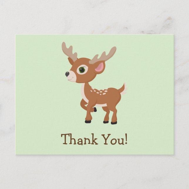 Postal Fawn, Baby Deer Gracias (Anverso)
