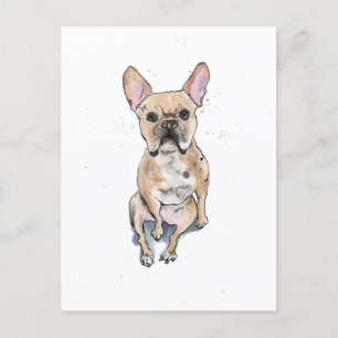 Postal Fawn Frenchie bulldog francés divertido lindo acua