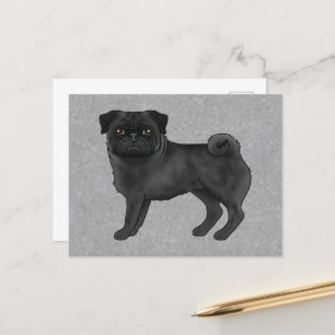 Postal Fawn Pug Dog Canine Cute Personalizado Ilustracion