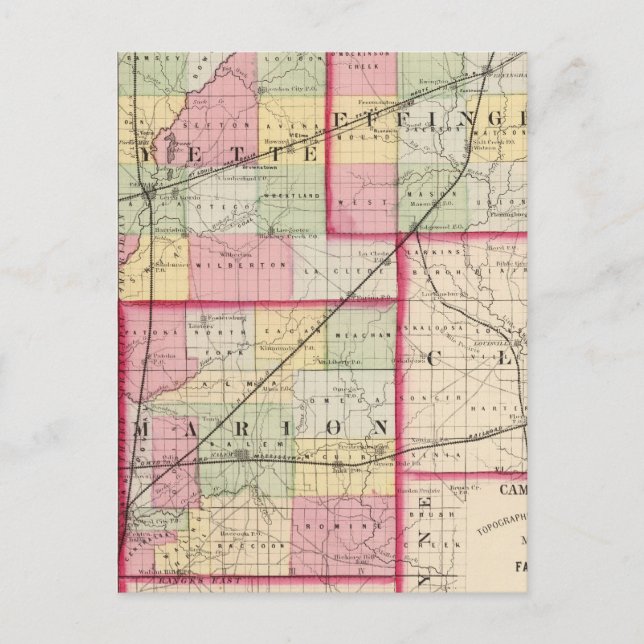 Postal Fayette, Effingham, Marion, condados (Anverso)