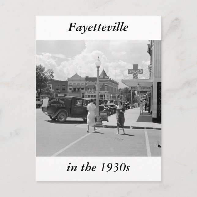 Postal Fayetteville, Arkansas, años 30 (Anverso)