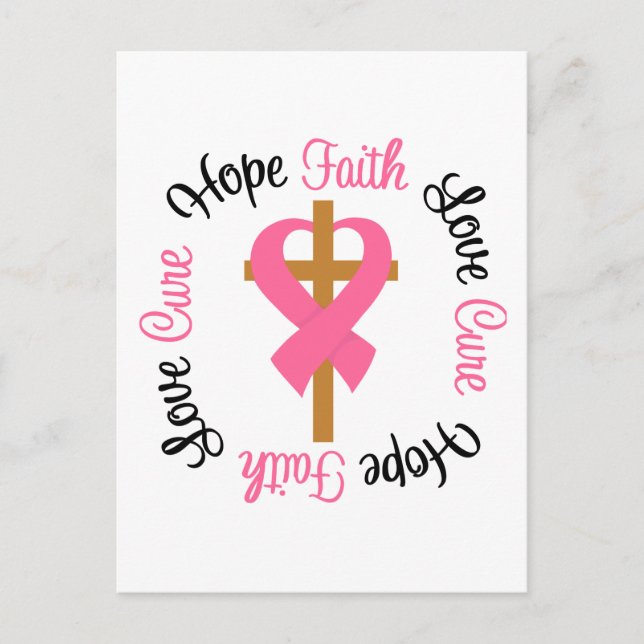 Postal Fe del Cáncer de Mama Esperanza Cruzar el Amor (Anverso)