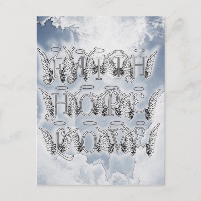 Postal Fe, esperanza y amor (Anverso)