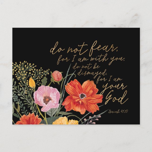 Postal Fe Floral - No Tengas Miedo, Porque Estoy Contigo (Anverso)