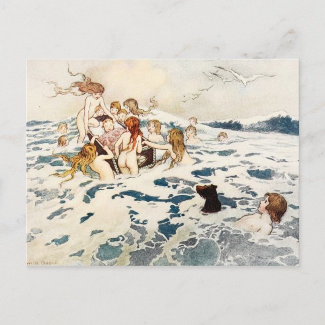 Postal Fe llevando bebé en la cuna (Anverso)