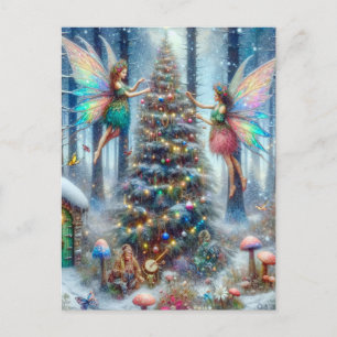 Postal Fe mágica y árbol de Navidad de los elfos