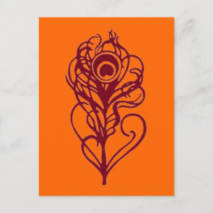 Postal Feather de pavo real de Borgoña