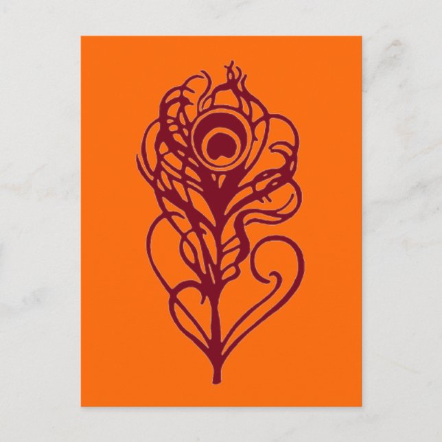 Postal Feather de pavo real de Borgoña (Anverso)