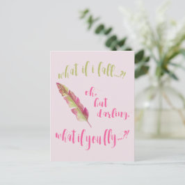 Postal Feather - ¿Y si me caigo? - Cita Inspiradora