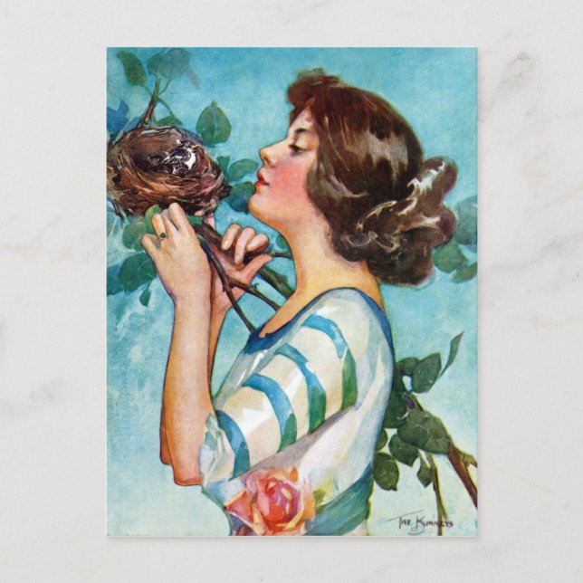 POSTAL "FEATHER YOU NEST" PRIMERA PRIMAVERA ROBINS 'N ROS (Anverso)