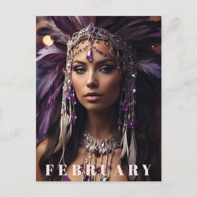 Postal *~* FEBRERO Headdress Boho AMETHYST AP53 (Anverso)