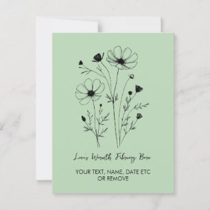 Postal Febrero Nacimiento Flor Violeta Deseos de Cumpleañ