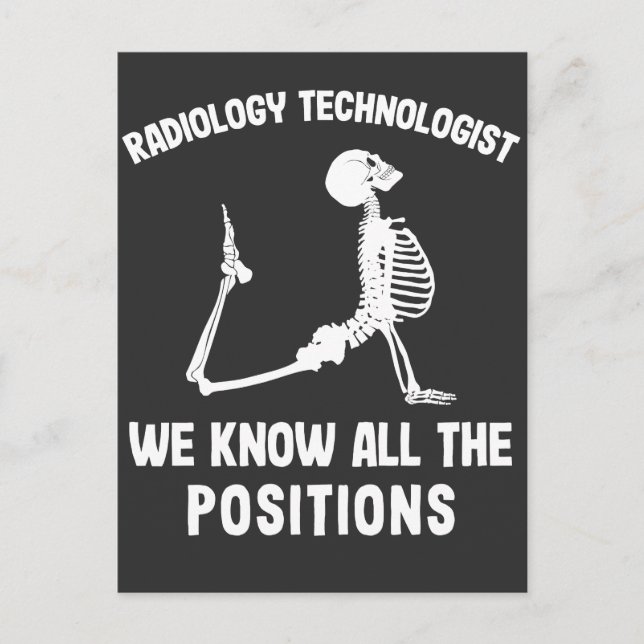Postal Fecha A Radiología Rad Tech Radiologista Skeleton (Anverso)