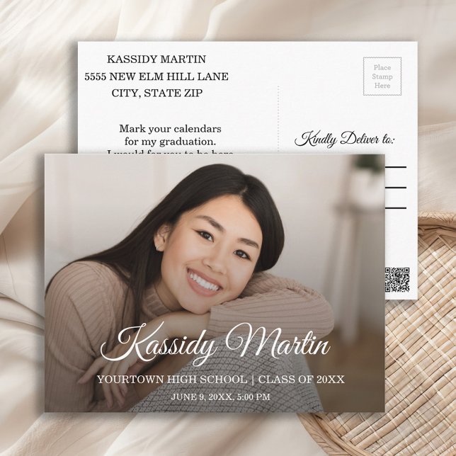 Postal Fecha de guardado de foto de graduación personaliz (Graduation Save the Date photo postcard)