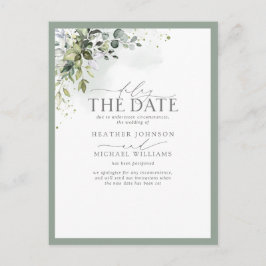 Postal Fecha de retardo de acuarela floral de la vegetaci