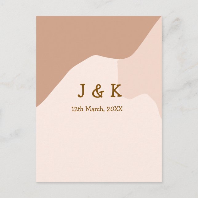 Postal Fecha del nombre del boda del naranja del boho de  (Anverso)