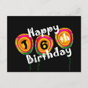 Postal Felices 16.º cumpleaños de globos coloridos