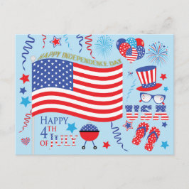 Postal Felices 4 de julio Estrellas y rayas Gráficas/azul